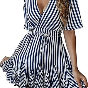 Striped V-Neck Dress